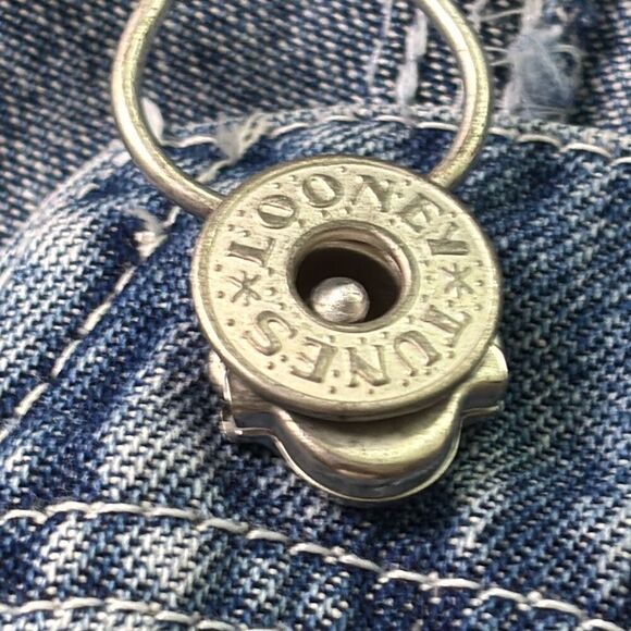 Y2K Vintage Looney Tunes Tweety Bird Paint 90s Denim Carpenter Overalls XL adult - Picture 10 of 12